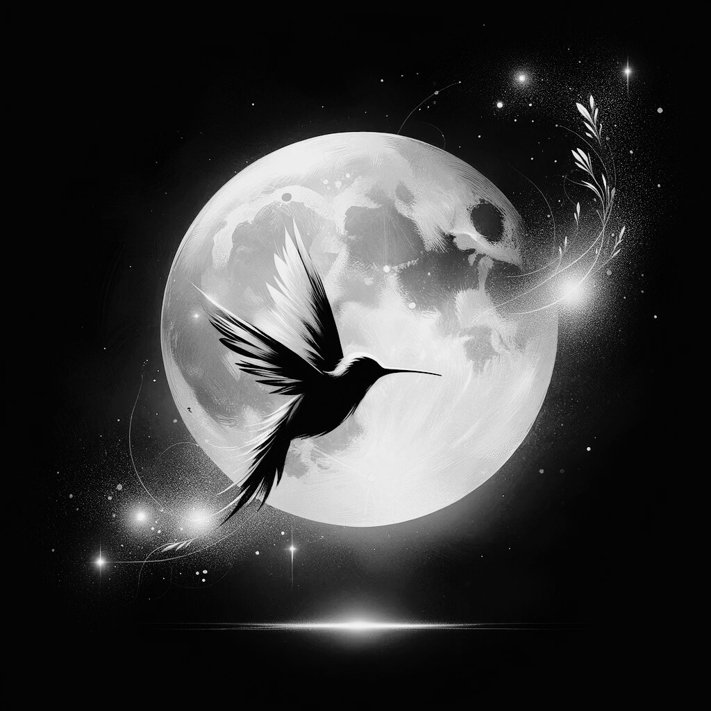 Colibrí ante la luna